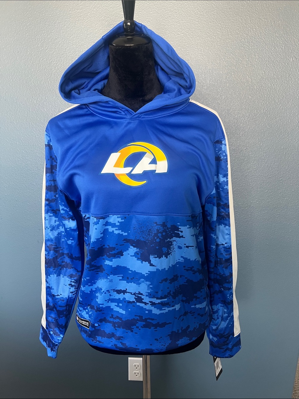 Youth Blue LA Rams Football Pullover Hoodie